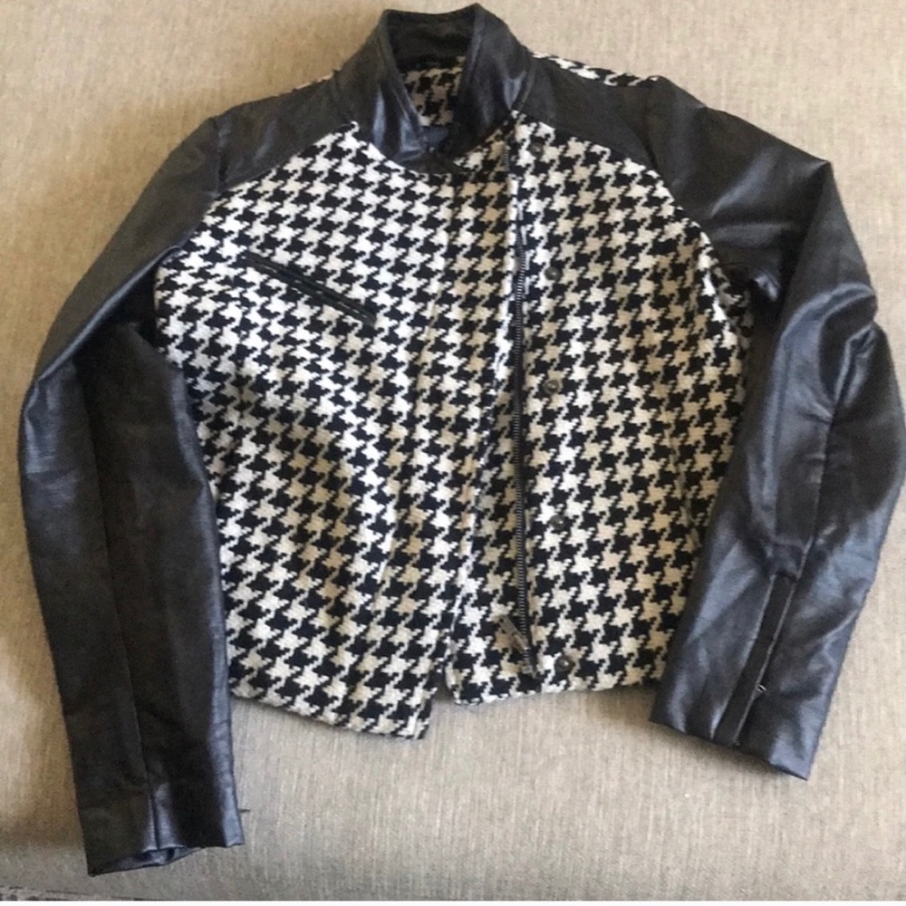Houndstooth Leather Jacket
